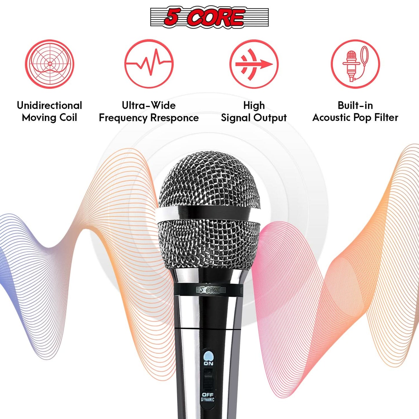 5Core XLR Microphone Dynamic Mic Karaoke Singing Studio Microfono Handheld Mics