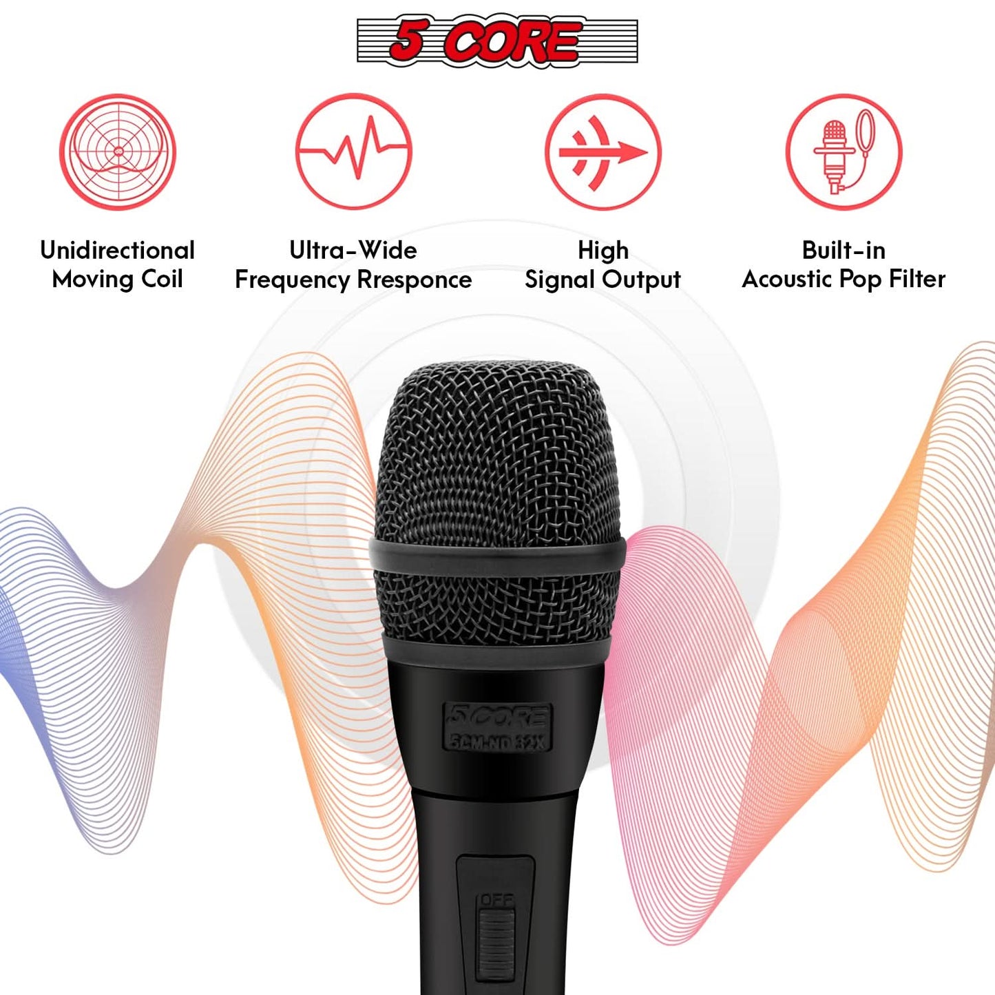 5Core XLR Microphone Dynamic Mic Karaoke Singing Studio Microfono Handheld Mics